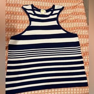 Maeve by Anthropologie knit racerback tank top in navy and white stripe size XL